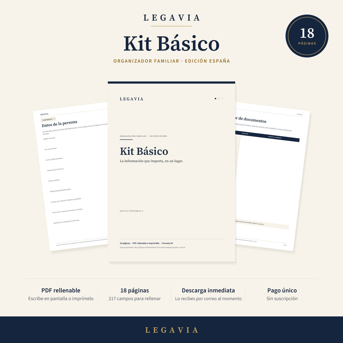 Kit Básico de Legavia: portada y páginas interiores