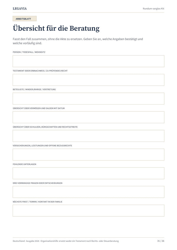 Der Fall auf einer Seite