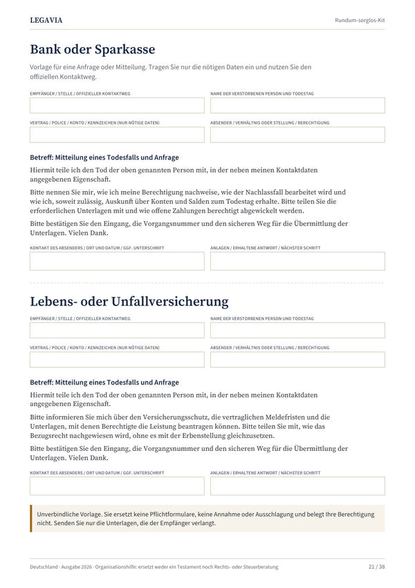 Schreiben zum Ergänzen
