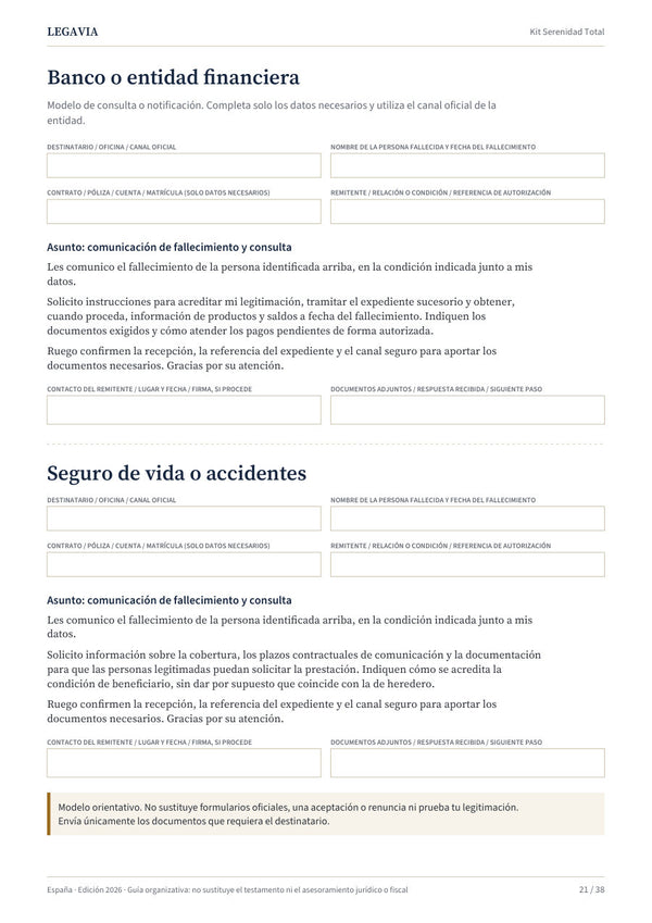 Cartas listas para completar