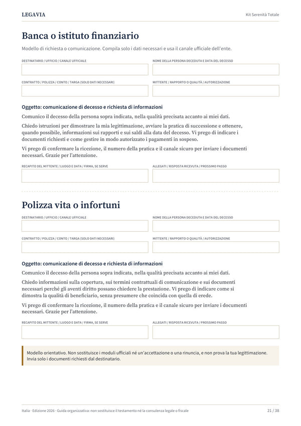 Lettere già impostate