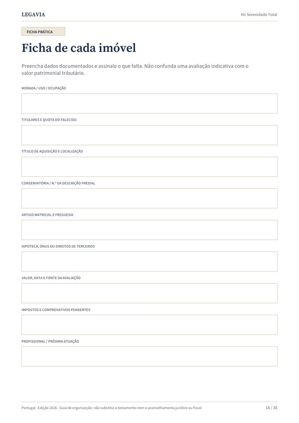 Ficha de cada imóvel