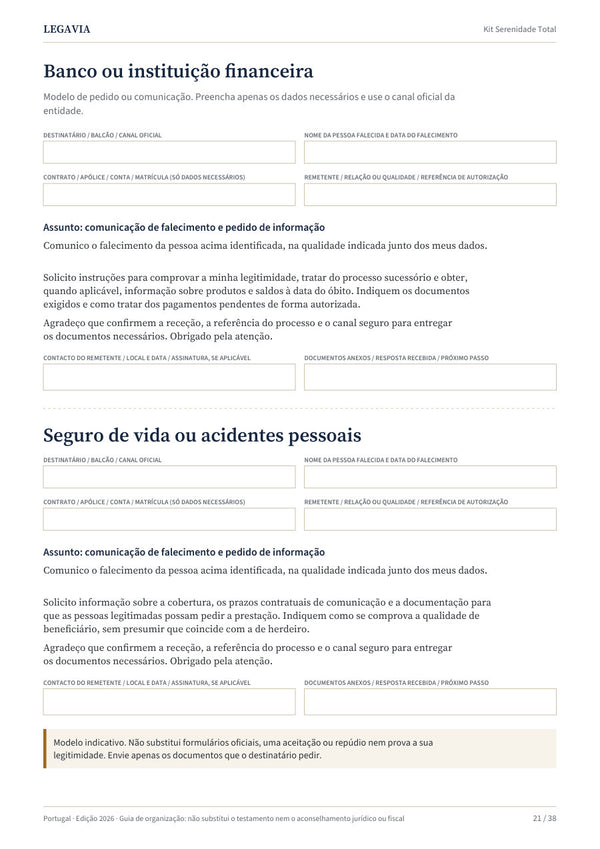 Cartas já redigidas