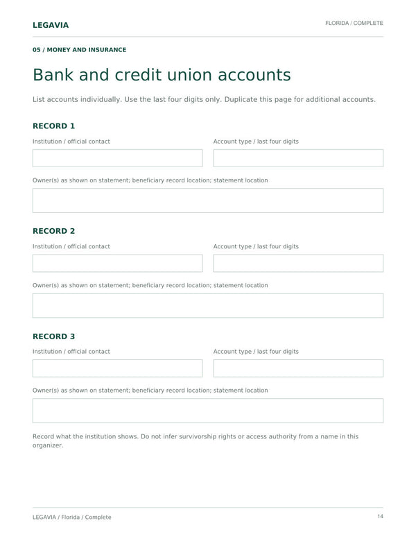 Accounts, one by one
