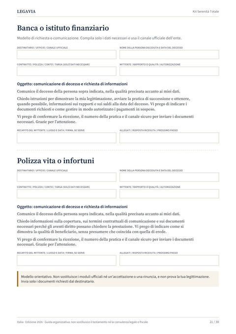 Lettere già impostate