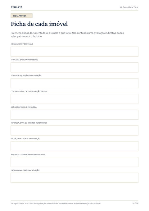 Ficha de cada imóvel
