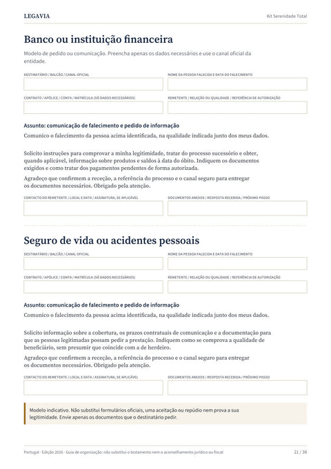 Cartas já preparadas