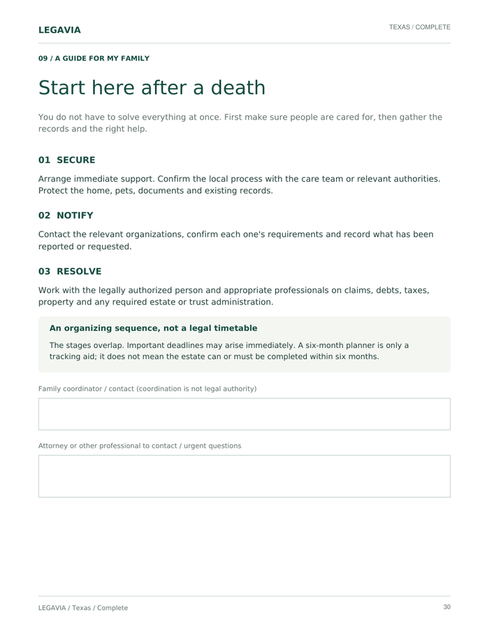 The Secure, Notify, Resolve family roadmap page from the Complete organizer.